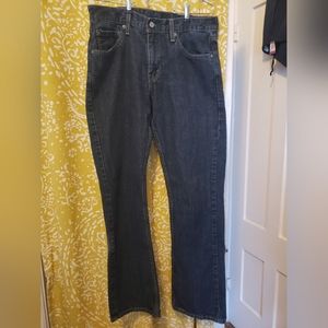 Dark wash Levi's straight leg jeans